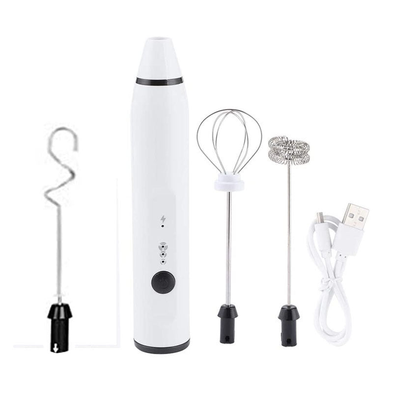 VRYK Microfoam Frother — frother in use creating foam on a flat white coffee